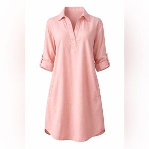Chelsea & Theodore Pink Shirt Dress XL Business Casual Work Dress Resort